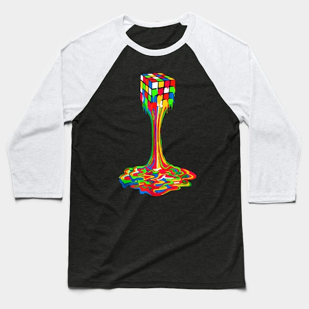 Funny Melting Rubik Rubix Rubics Player Cube Lovers Baseball T-Shirt by paveldmit